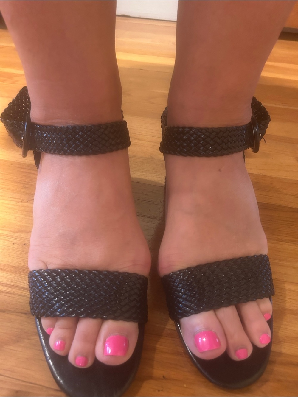 Zara Black Braided Ankle-Strap Sandals